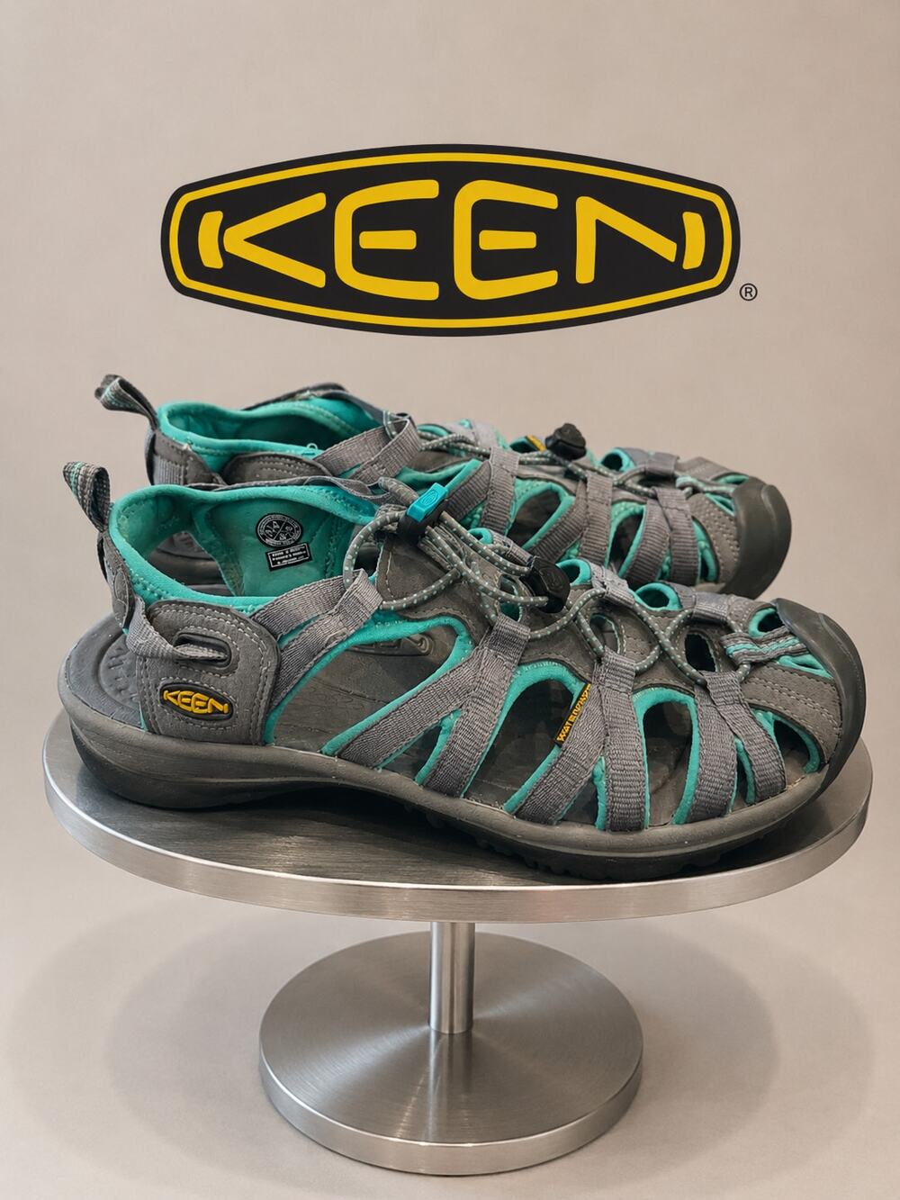 KEEN Whisper Medium Grey Peacock Green Water Sport Sandals Women’s 8